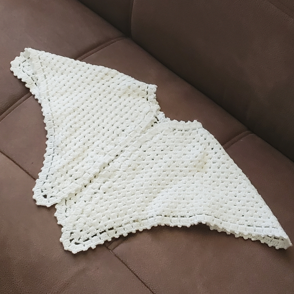 Vintage hand crocheted girl's poncho off white
